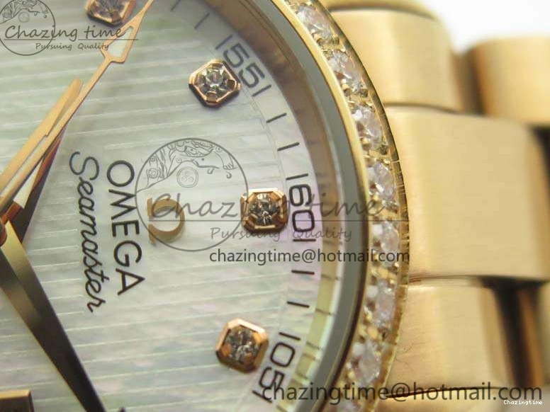 0515 Versatile Aqua Terra Ladies 35mm RG V6F Best Edition White MOP Dial Diam On RG Bracelet A 8104
